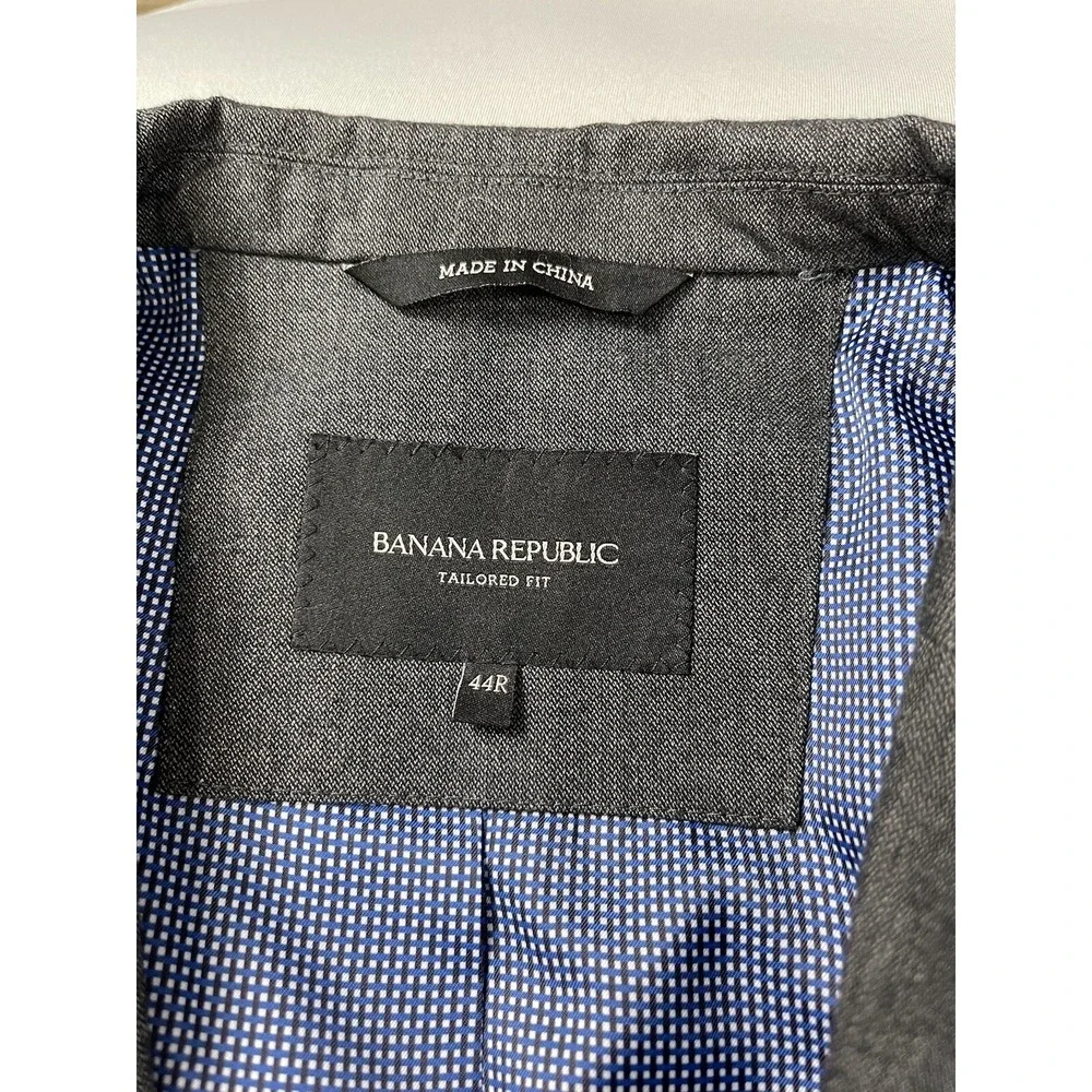 Banana Republic Mens Blazer 44 Gray‎ Tailored Fit Wedding Easter 100% Cotton